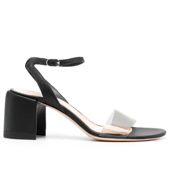 New AGL Isabelle Half Moon Block Sandals Clear PVC Toe Strap Black Sz 36 - Picture 14 of 14